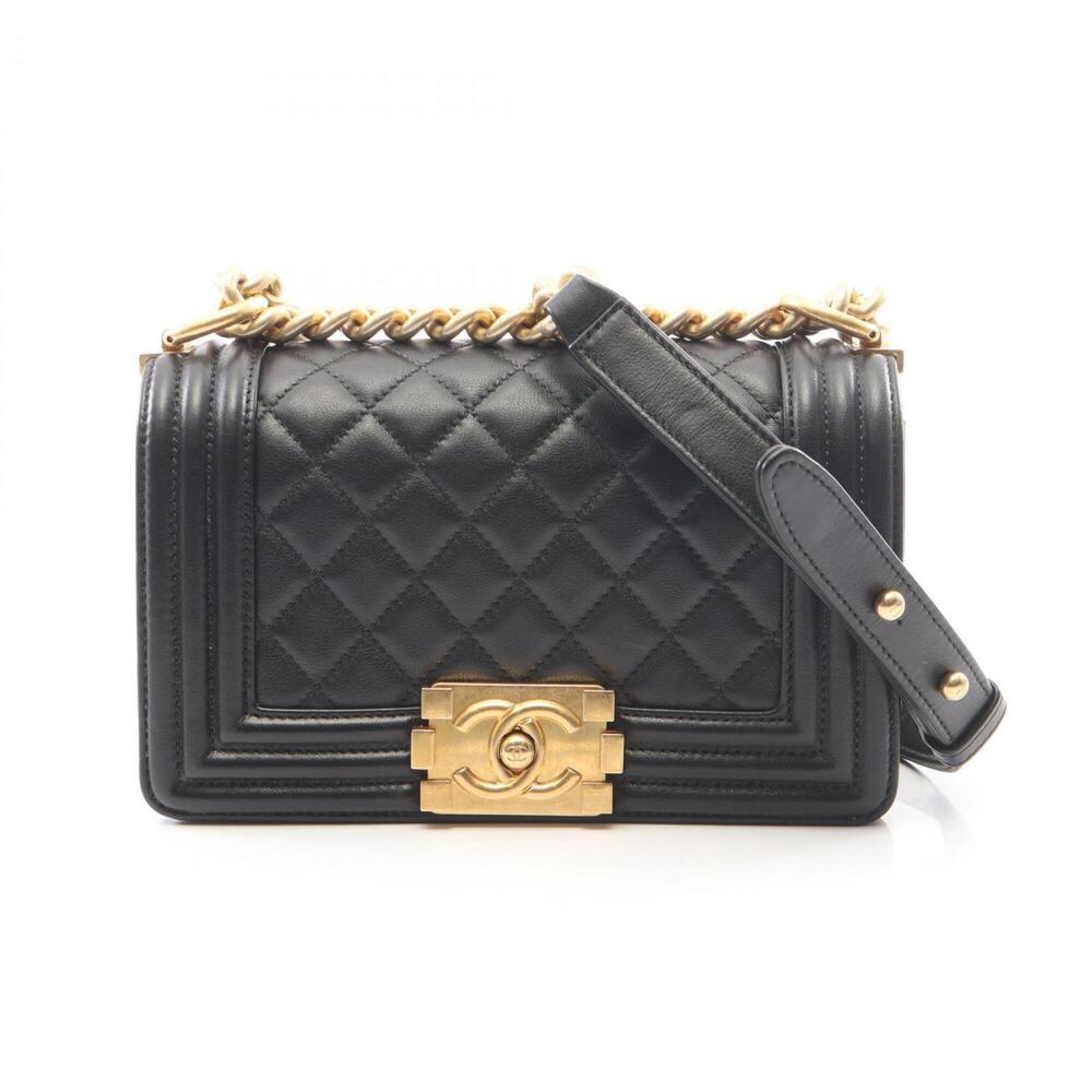 Chanel Boy Small Shoulder Bag/Handbag, Lambskin Leather, Women's, Black (A67085)